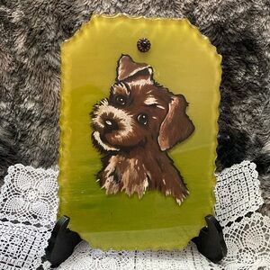 Vintage hand painted art glass